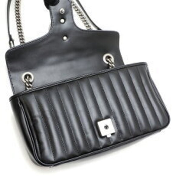 Gucci GG Marmont Chain Shoulder Bag Leather Black - Picture 5 of 9